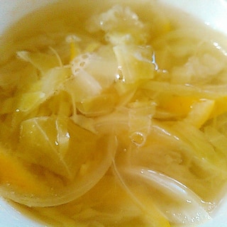 さっぱり美味しい☆キャベツ玉ねぎ柚子スープ